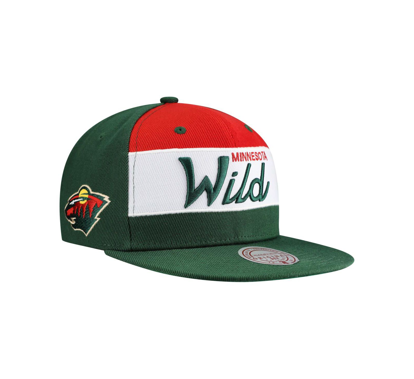 Mitchell & Ness Мужская кепка snapback Minnesota Wild Retro Script Color Block Green