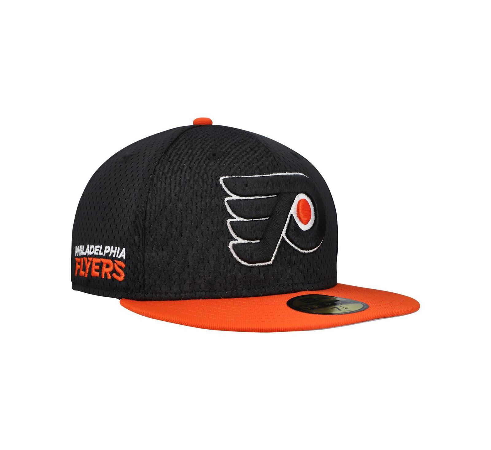 Кепка New Era Men's Black/Orange Philadelphia Flyers Mesh Crown Two-Tone 59FIFTY Fitted Hat