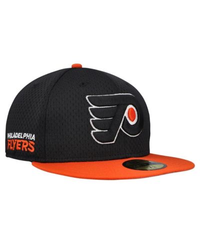 Кепка New Era Men's Black/Orange Philadelphia Flyers Mesh Crown Two-Tone 59FIFTY Fitted Hat