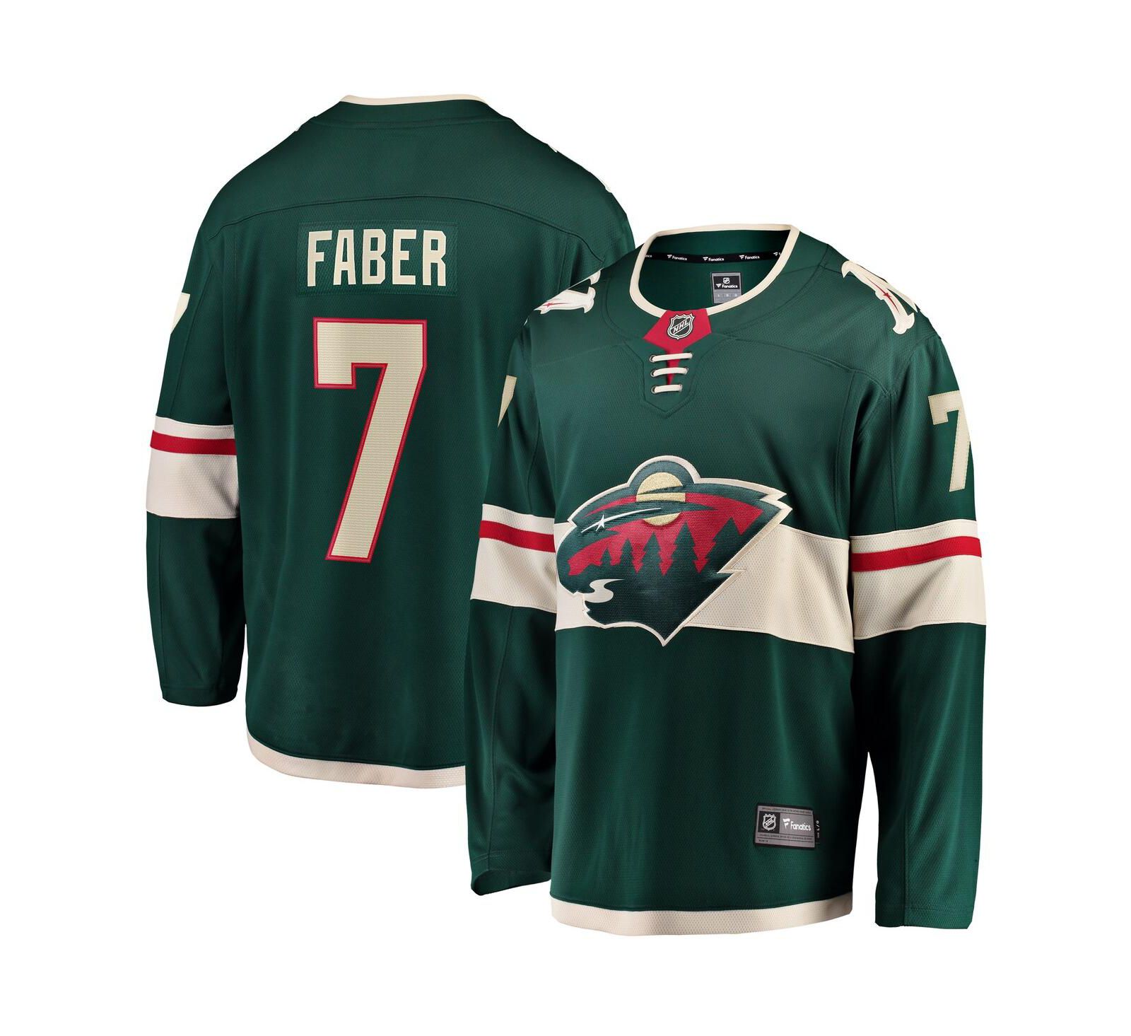 Fanatics Мужская джерси игрока Minnesota Wild Home Breakaway Brock Faber Green