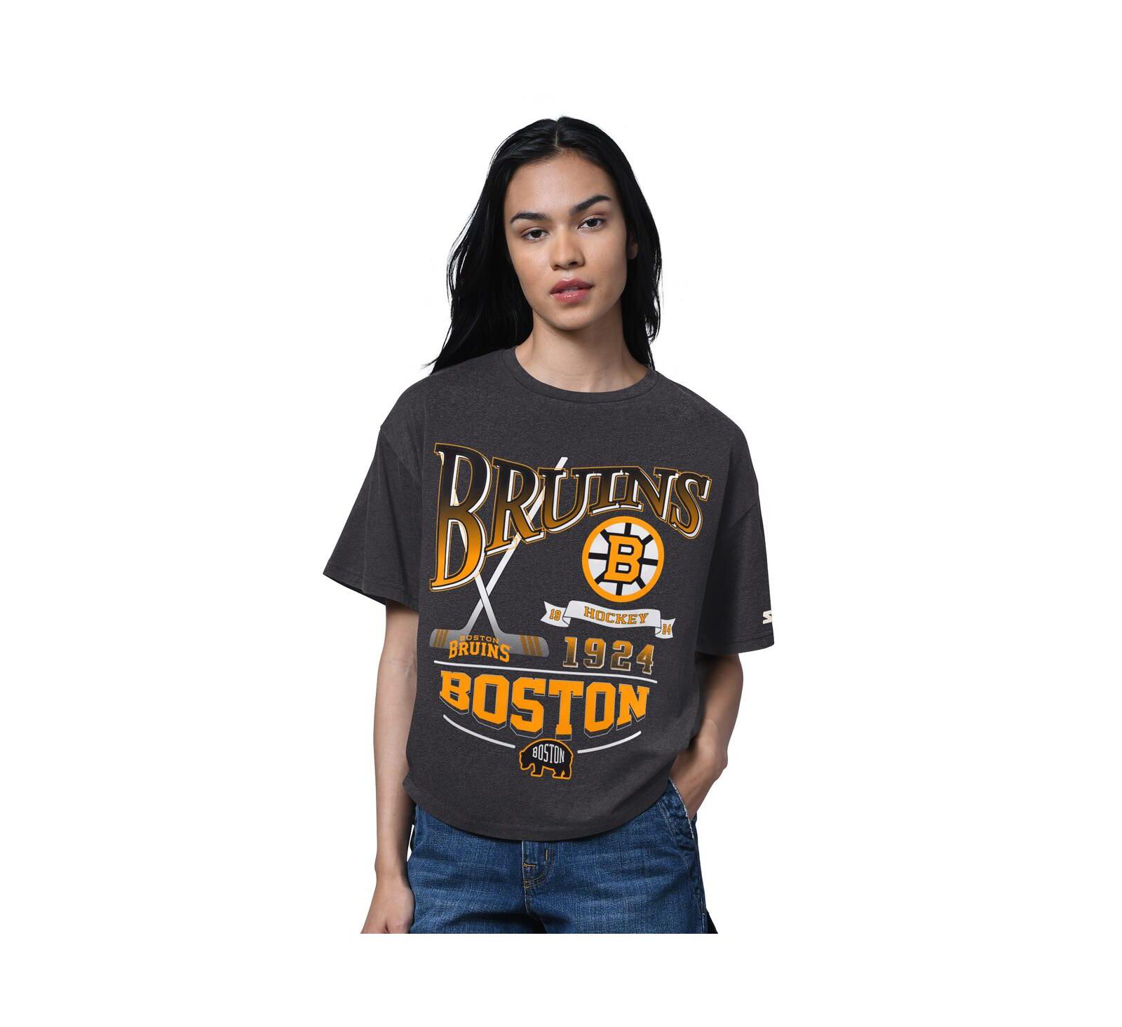 Starter Women's Heather Black Boston Bruins Oversized Hall of Fame T-Shirt
