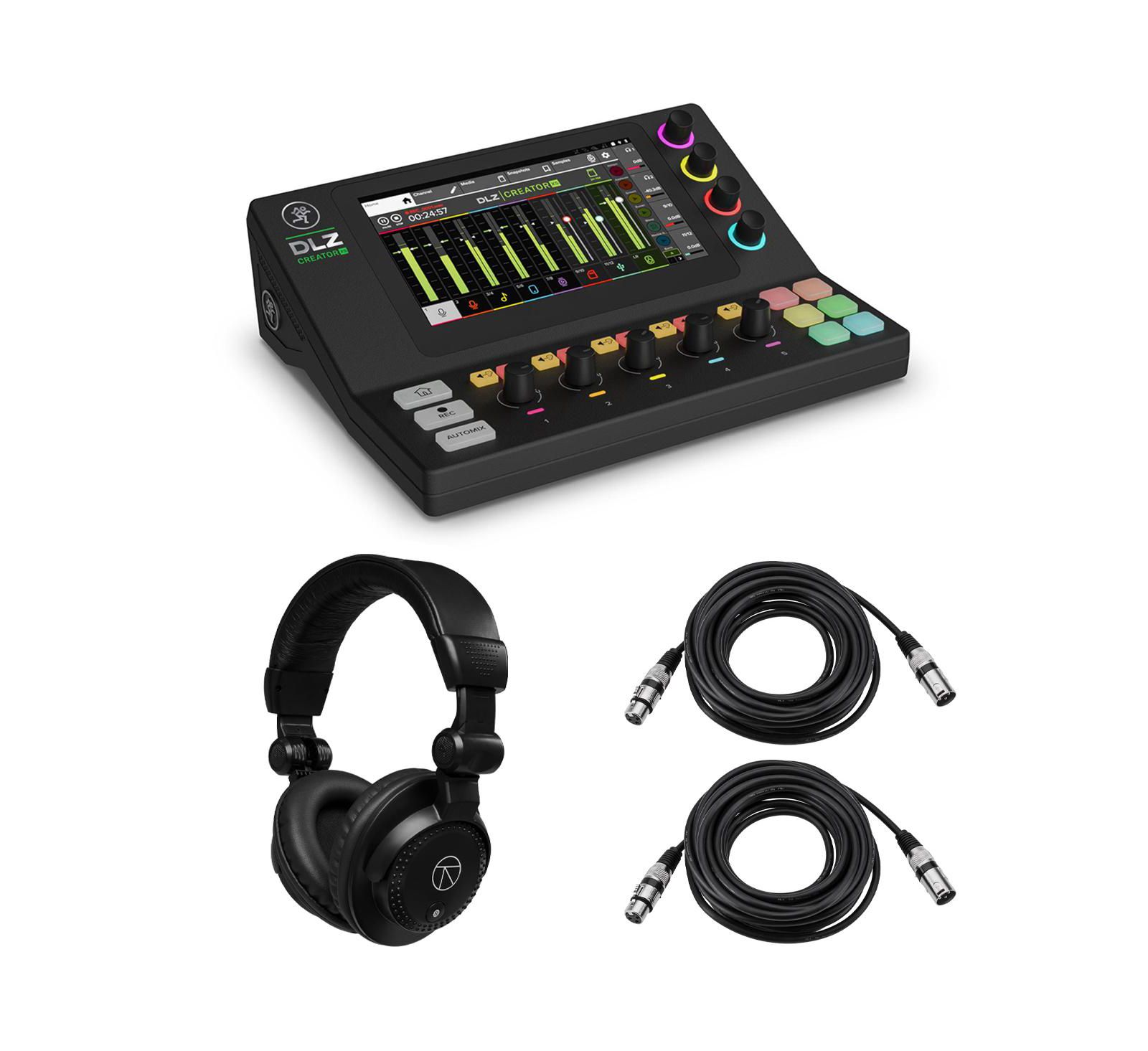 Цифровой микшер Mackie DLZ Creator XS, адаптивный, с наушниками и 2 кабелями XLR