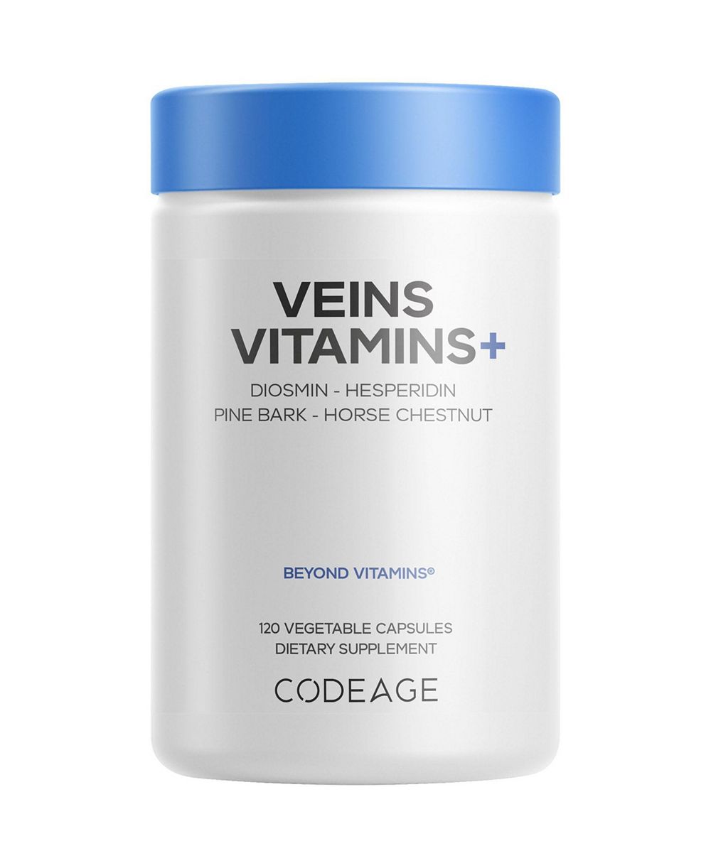 Витамины Codeage Veins, Diosmin, Hesperidin, Horse Chestnut, Butcher's Broom, Vitamin C, 120 Capsules