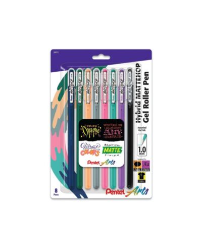 Гелевая ручка Pentel Arts Hybrid Mattehop Gel Roller, 1.0mm, 8-Pk