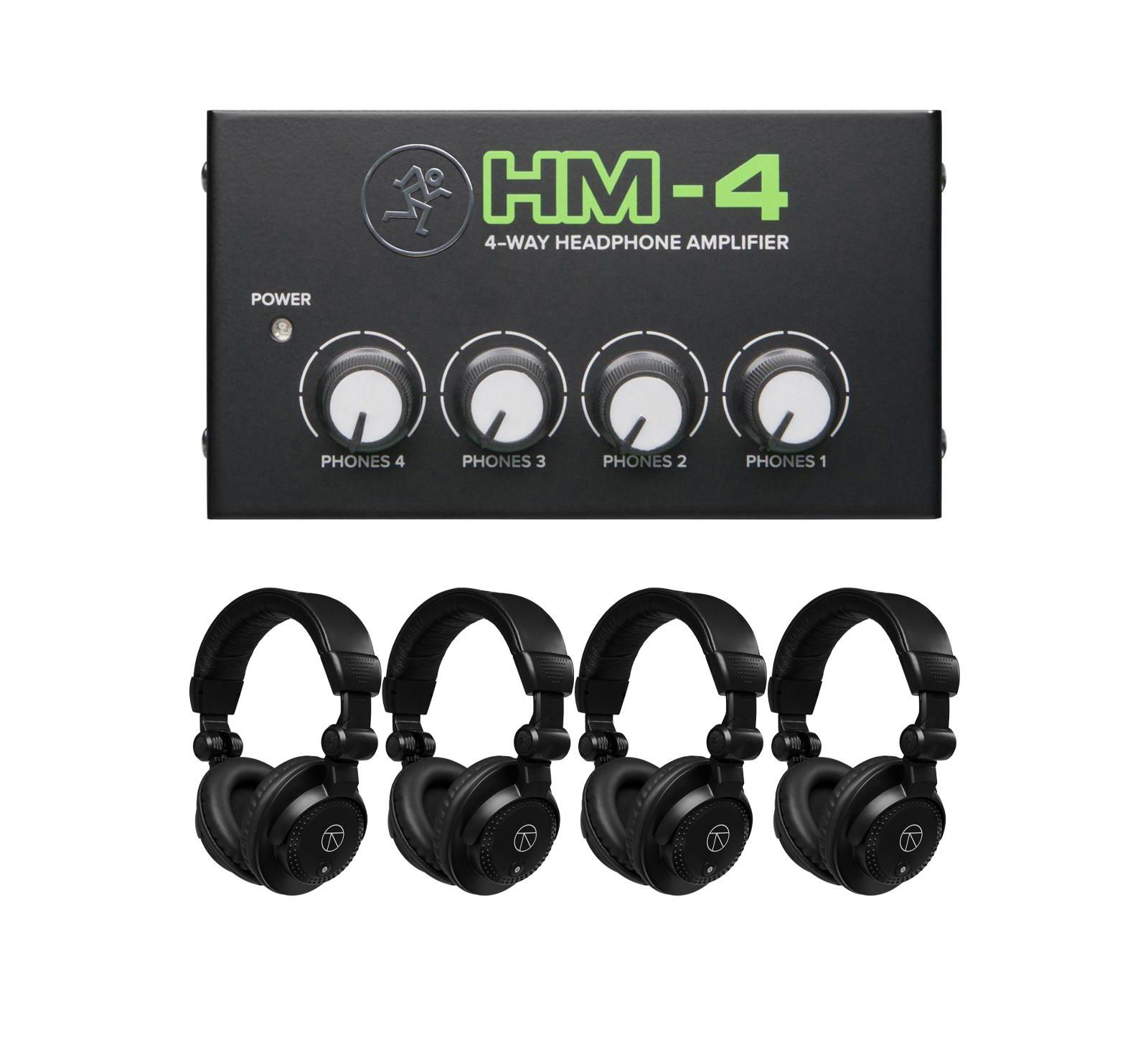 Mackie HM-4 4-Way Headphone Amplifier, Bundle with 4x TAPH100 Headphones