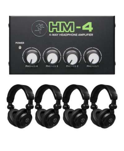 Mackie HM-4 4-Way Headphone Amplifier, Bundle with 4x TAPH100 Headphones