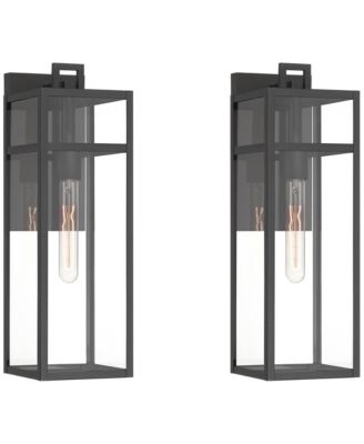 John Timberland San Lucas 18  High Modern Outdoor Wall Light Fixture Mount Porch House Set of 2 Sand  Metal Glass Shade