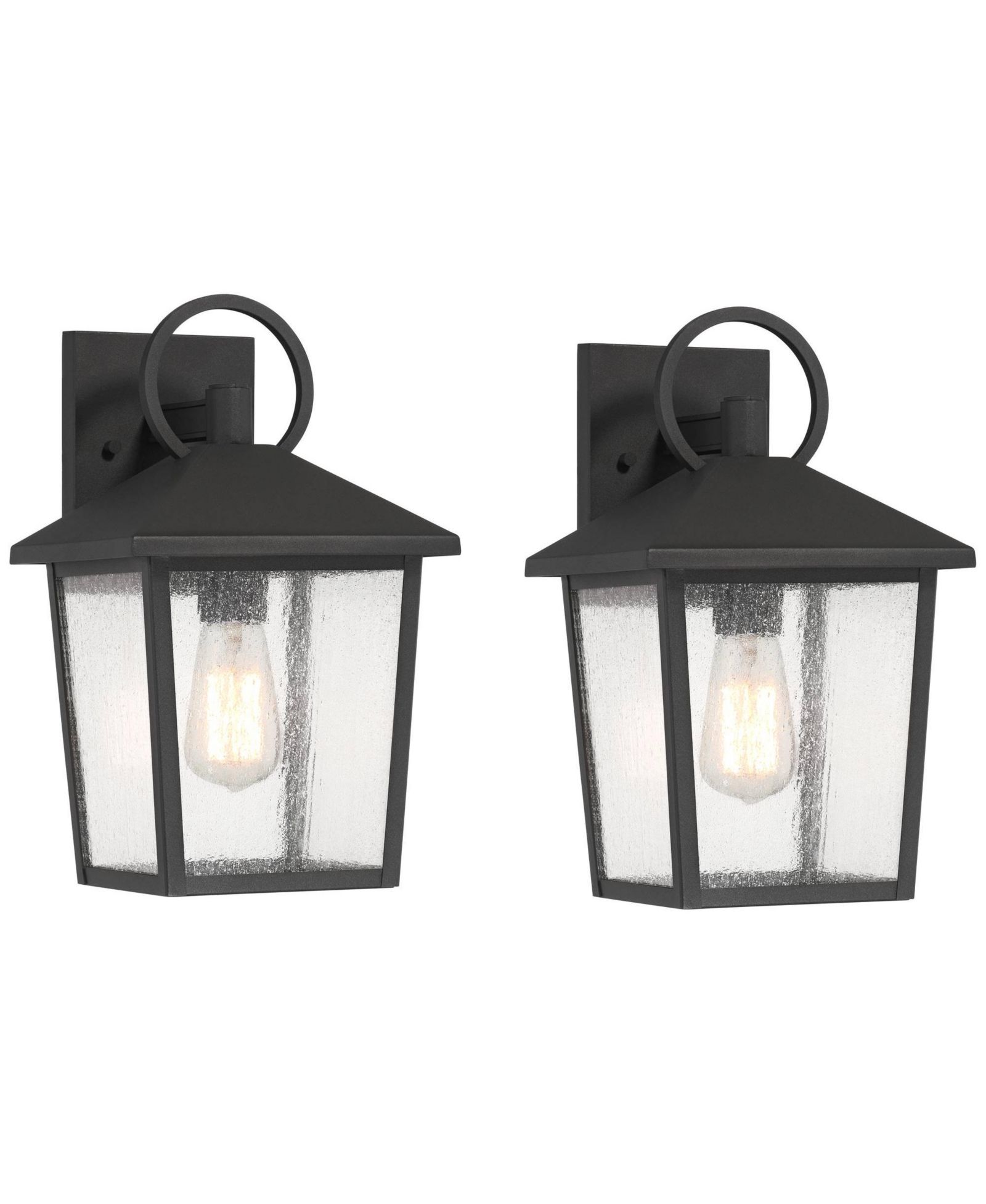John Timberland Westmont 13  High Modern Outdoor Wall Light Fixture Mount Porch House Set of 2 Sand Aluminum Glass Shade
