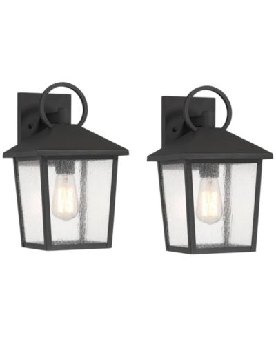 John Timberland Westmont 13  High Modern Outdoor Wall Light Fixture Mount Porch House Set of 2 Sand Aluminum Glass Shade
