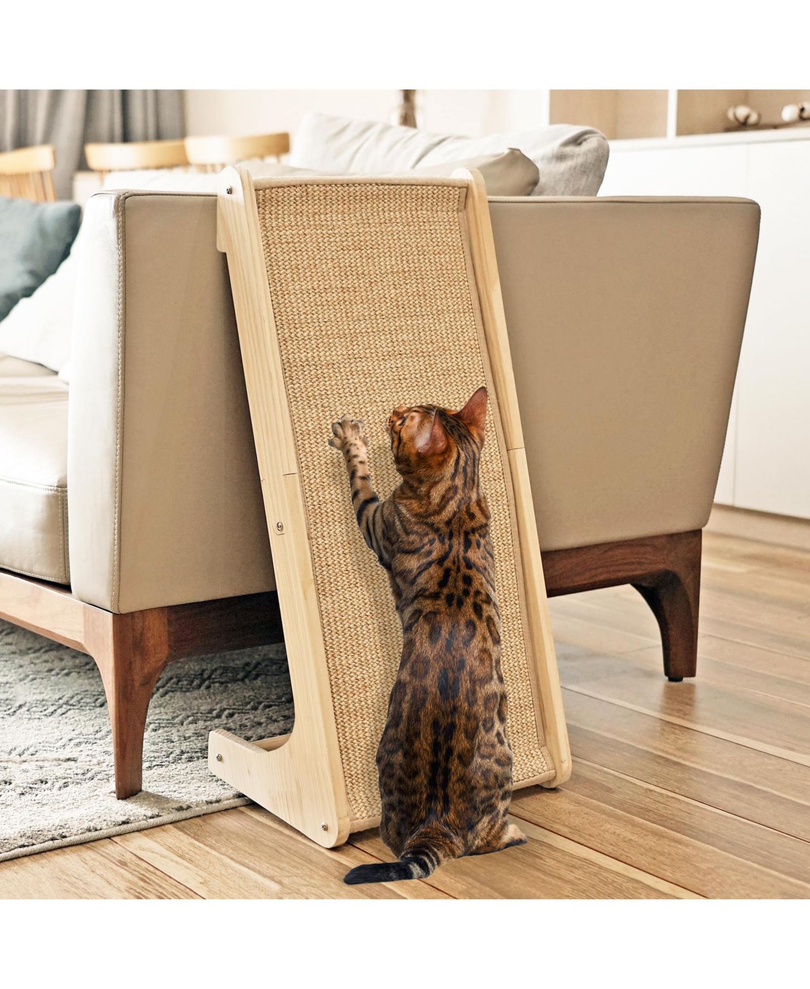 ARONKL Cat Scratcher Sisal Ramp L Shape Scratch Pad Indoor Cats Wall Furniture Protector Large