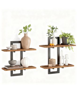 YIGII Double-Layer Floating Shelves for Home Decor, Capacity, Easy Install, Versatile Use