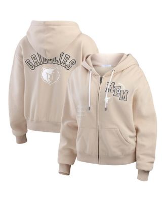 Женское худи WEAR by Erin Andrews Plus Size Cream Memphis Grizzlies Tonal Felt Patch Full-Zip