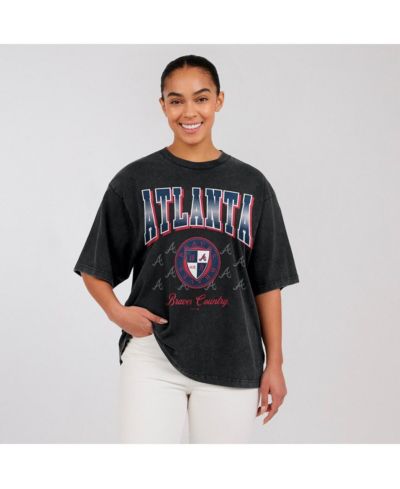 WEAR by Erin Andrews Women's Black Atlanta Braves Oversized Boyfriend T-Shirt
