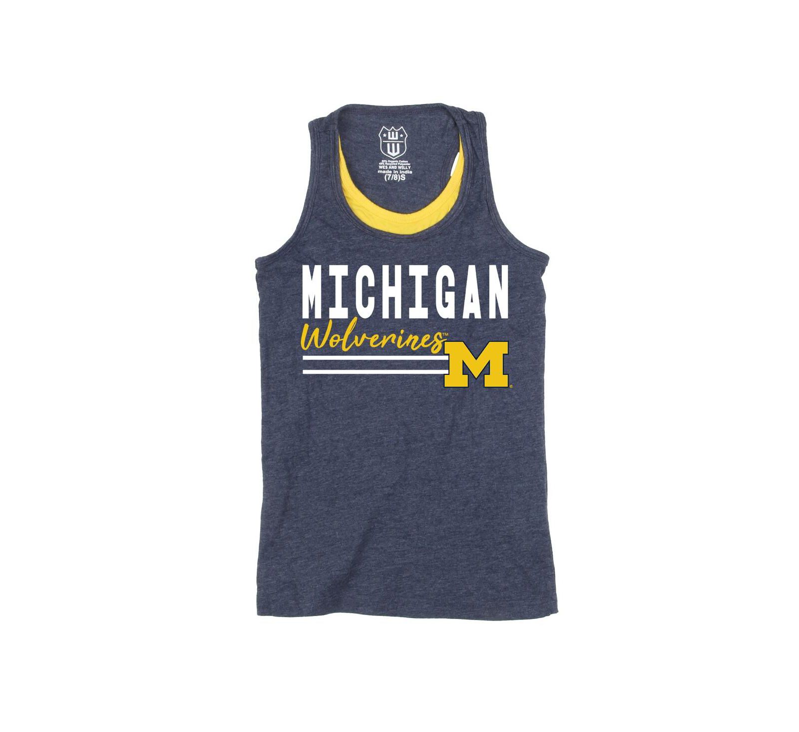 Женский майка Wes & Willy Girls Preschool Navy Michigan Wolverines Racerback