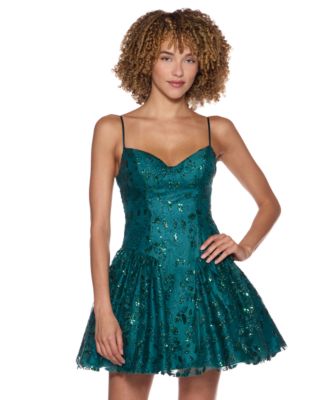 Alex & Sophia Juniors' Corset Glitter Sequin Dress
