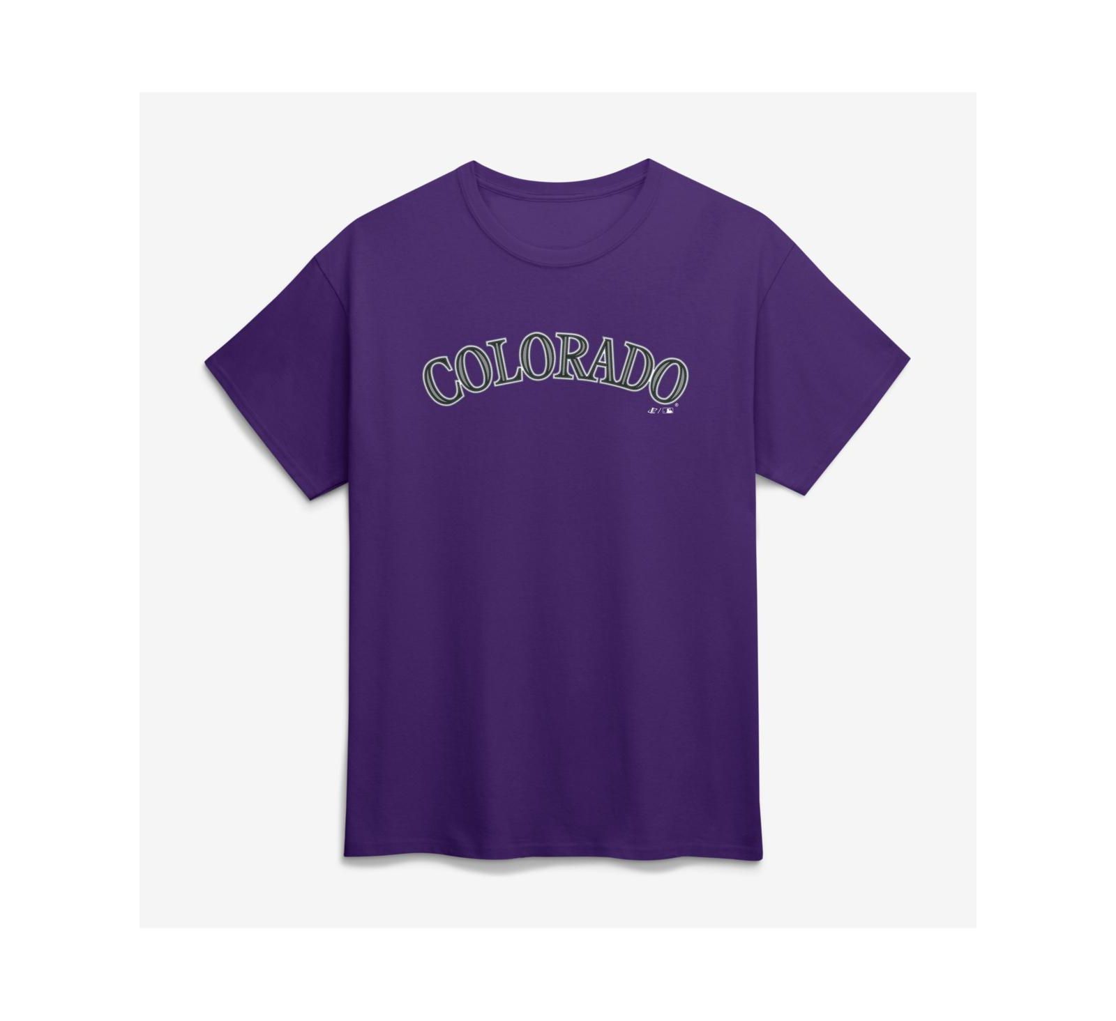 Мужская футболка Logo Athletic Purple Colorado Rockies Wordmark