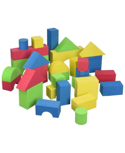 Edushape Edu-Color Soft Foam Stacking Blocks, 30-Piece Building Set, Ages 3+