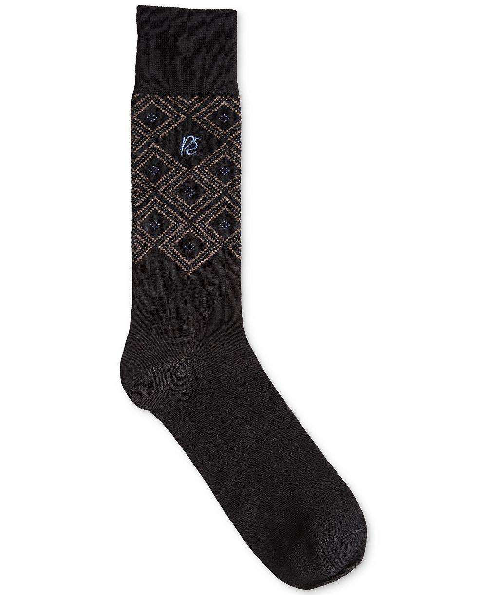 Мужские носки Perry Ellis Portfolio Viscose from Bamboo-Blend Geometric Argyle Crew