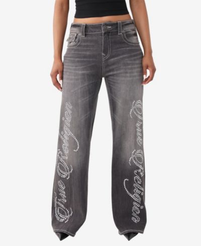 True Religion Women's Bobbi Mid-Rise Baggy Flap Jeans