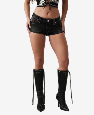 True Religion Women's Spicy Mid-Rise Flap Shorts