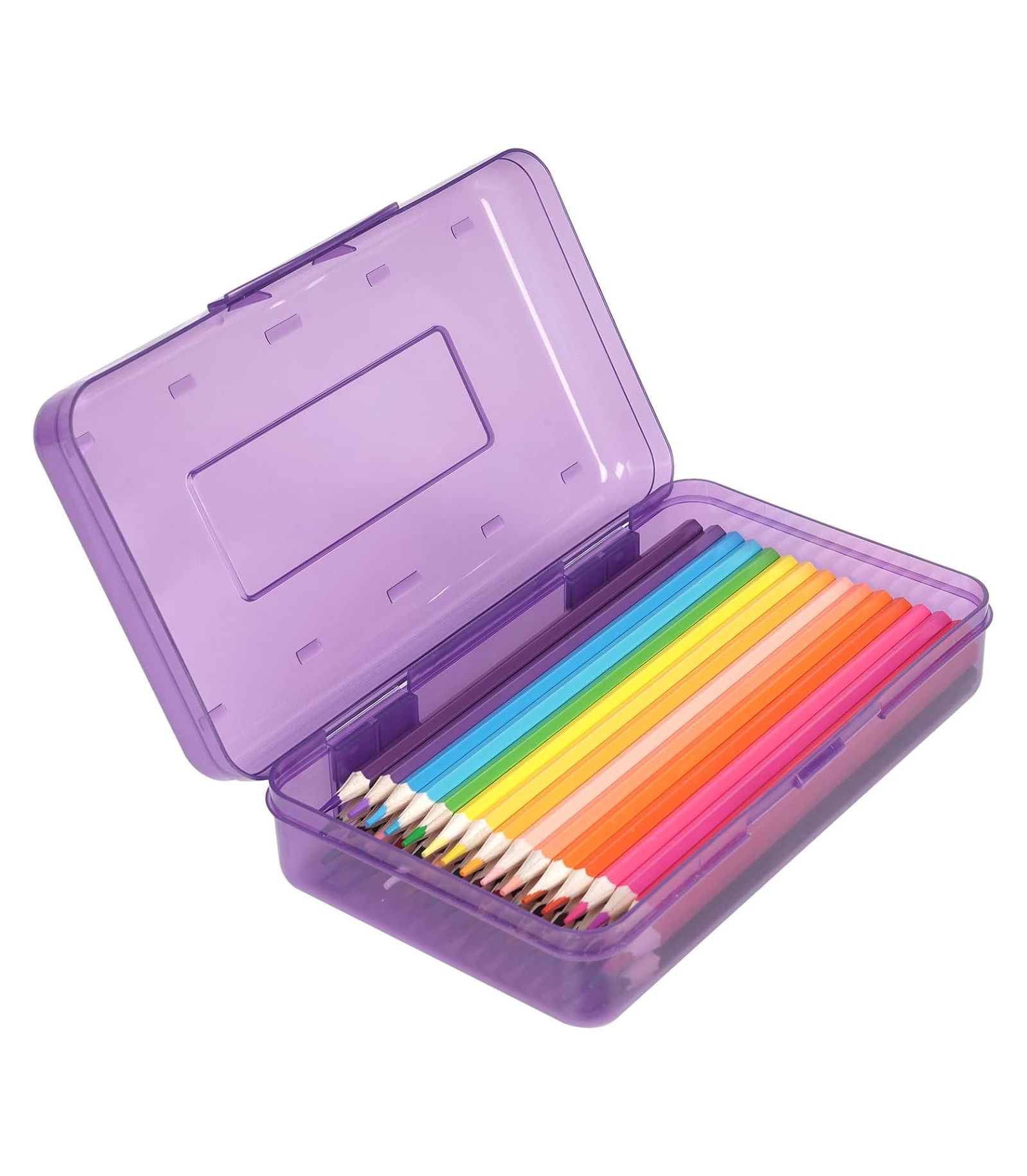 DANRONG Large Capacity Colored Pencil Case, Plastic Hard Box with Snap Lid for Kids Adults, for School Office