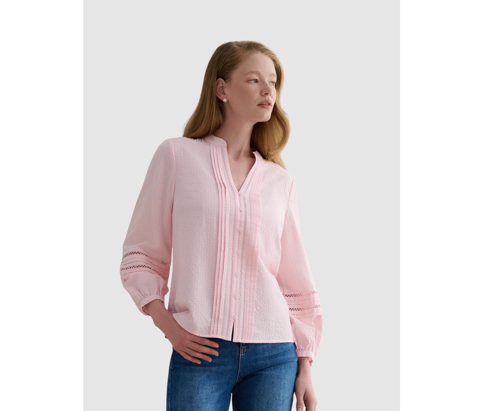 Женская блузка Hobbs London Lucilla Pintuck Mandarin Collar