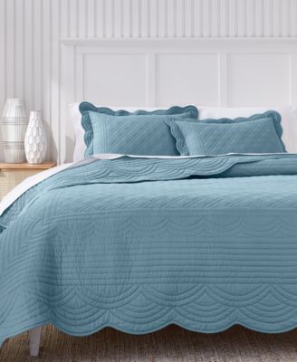Charter Club Bailey Scallop Denim 3-Pc. Quilt Set, King, Macy's Exclusive
