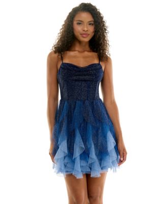 pear culture Juniors' Ombre Petal Sweetheart Short Dress