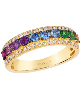 Le Vian Кольцо с многоцветными драгоценными камнями и бриллиантами (1/5 ct. t.w.) в золоте 14k Honey Gold