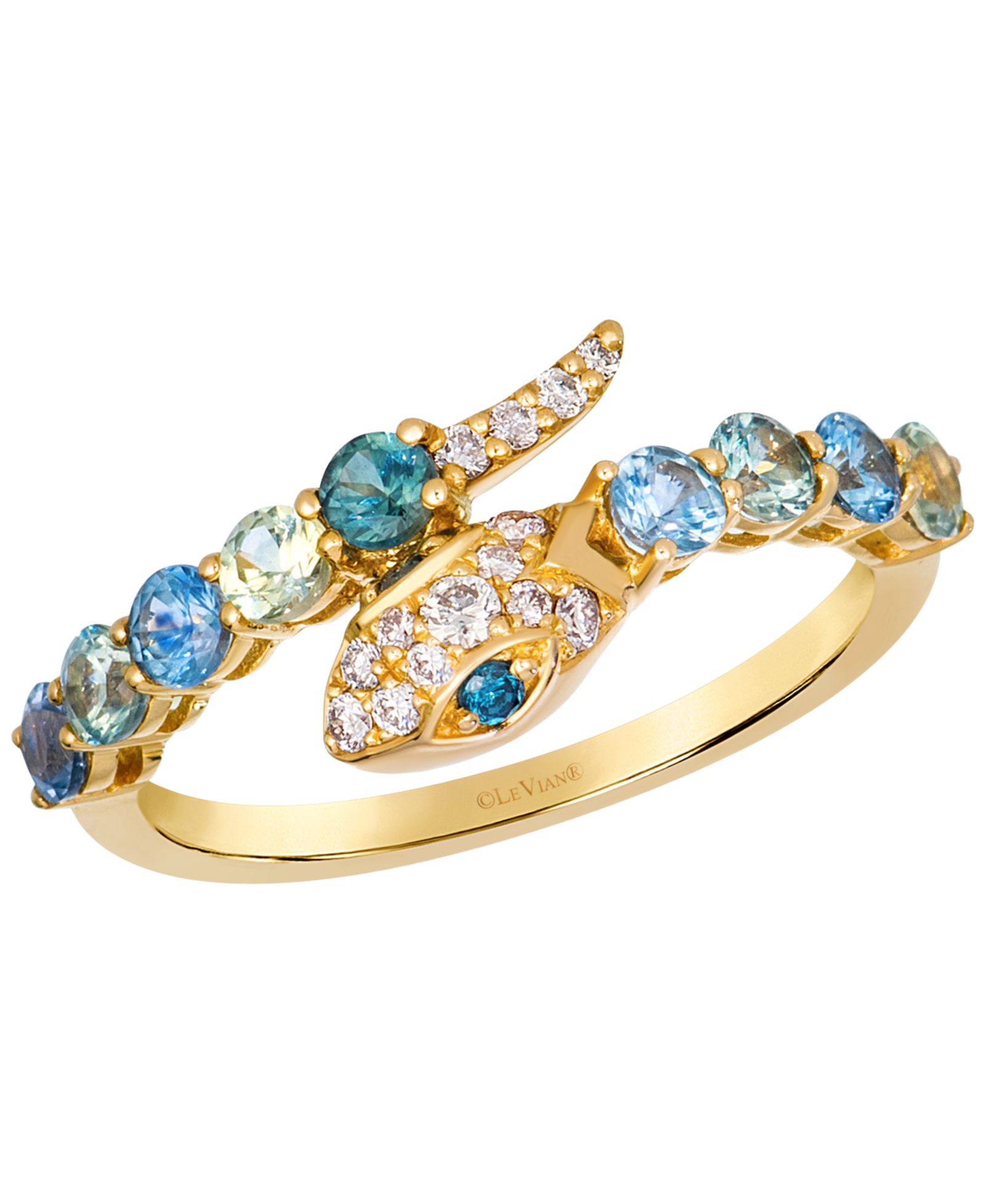 Кольцо Le Vian Montana Sapphire Ombré™ Snake (3/4 ct. t.w.) & Diamond (1/6 ct. t.w.) в 14k Honey Gold