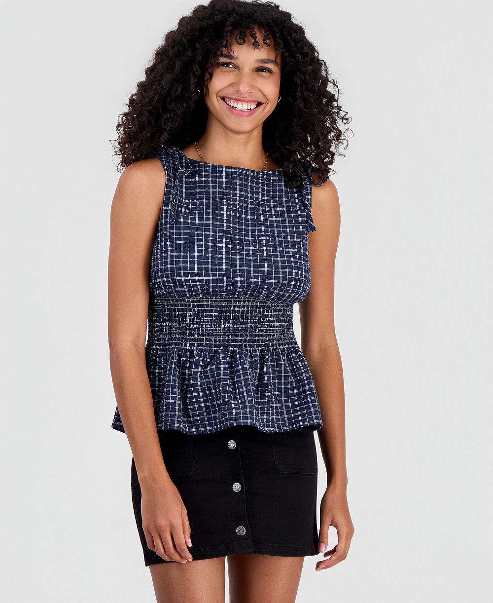 Rebellious One Детский Plaid Smocked-Back Tank