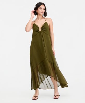 Bar III Women's Chiffon Halter High-Low Maxi Dress, Macy's Exclusive