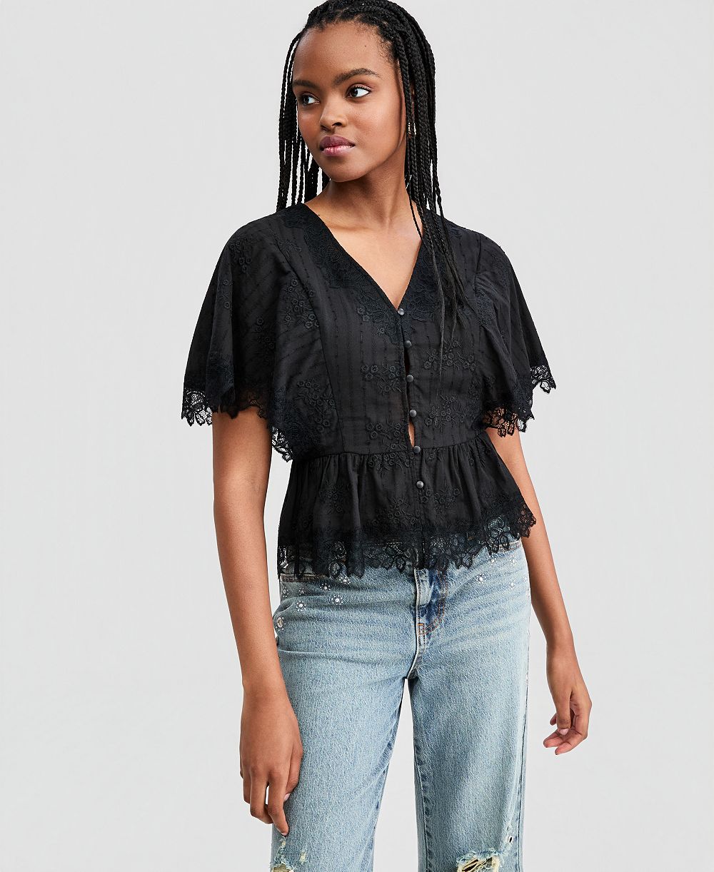 Женский топ And Now This Lace-Trim Peplum