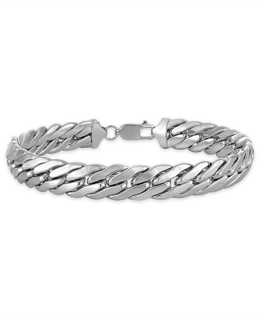 Macy's Мужская двойная цепочка из звеньев курдюка, 8,5 дюйма, из золота 14 карат поверх стерлингового серебра