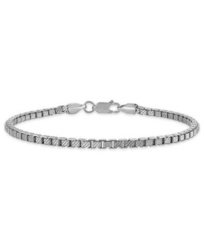 Мужской браслет Macy's Pave Diamond-Cut Box Chain из стерлингового серебра
