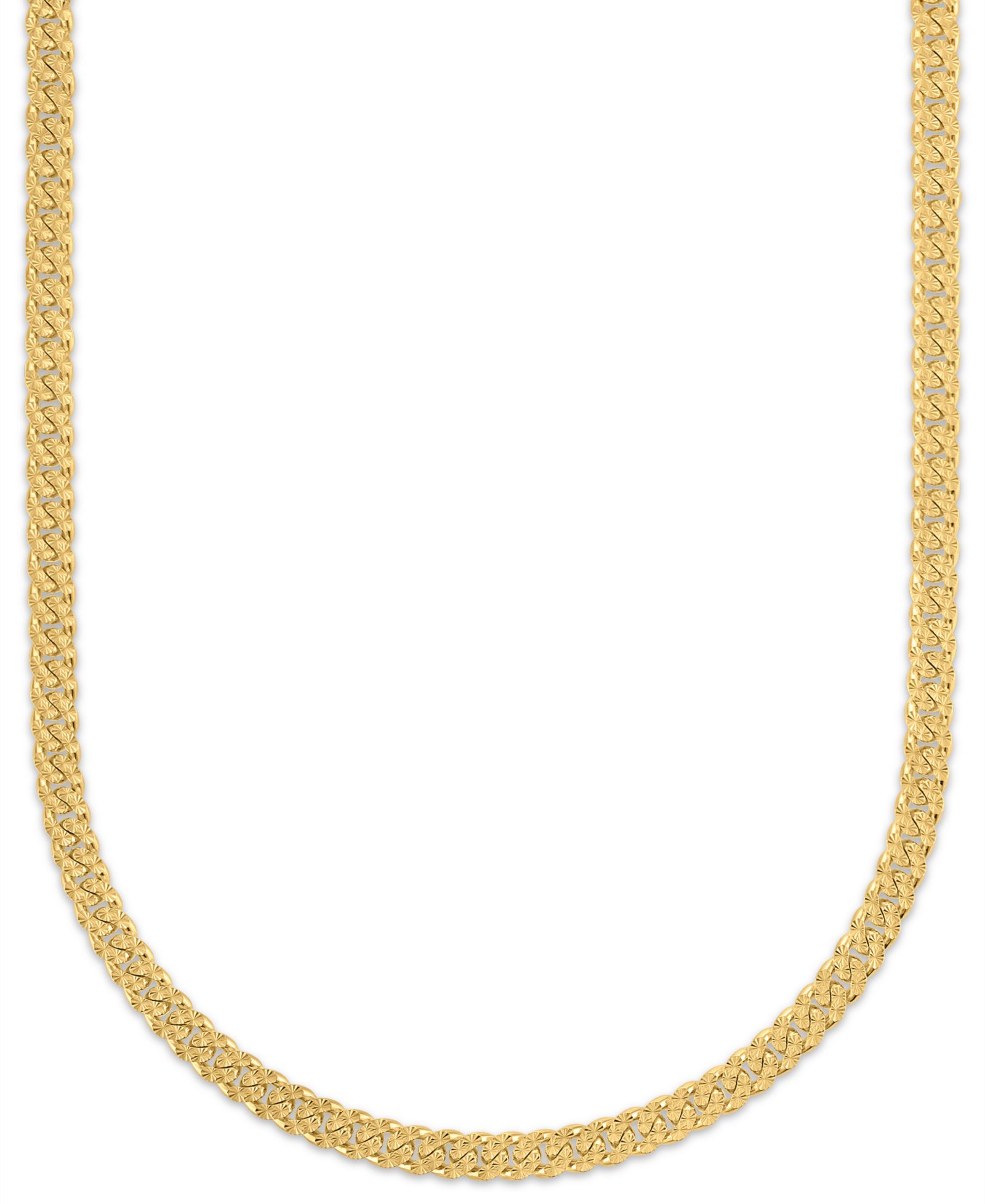 Macy's Men's Starburst Diamond-Cut Cuban Link Chain 22" Necklace in 14k Gold over Sterling Silver