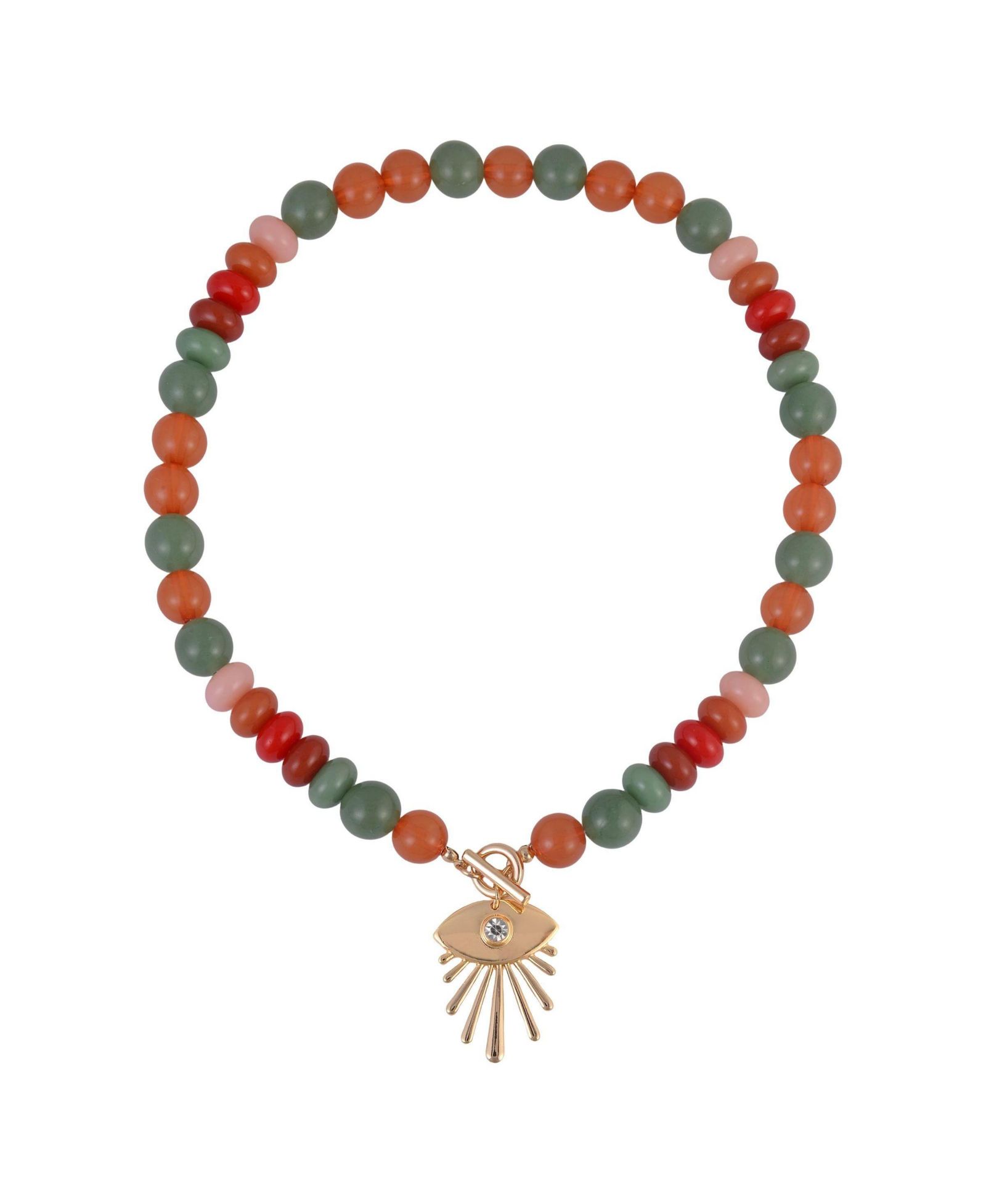 RACHEL Rachel Roy Multi-Stone Evil Eye Beaded Toggle Necklace