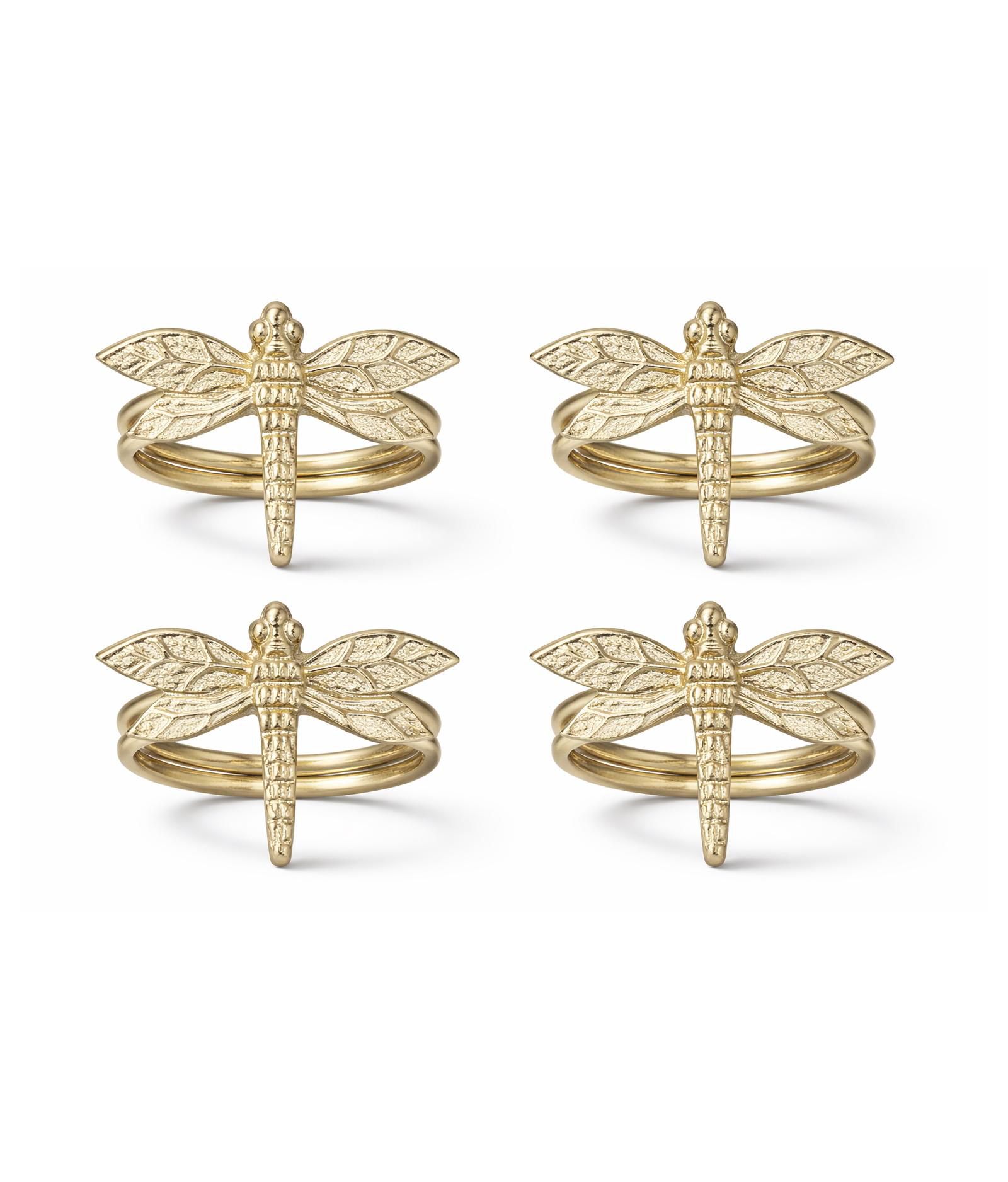 Набор колец для салфеток Dainty Home Dragonfly, 4 шт., металлический декор