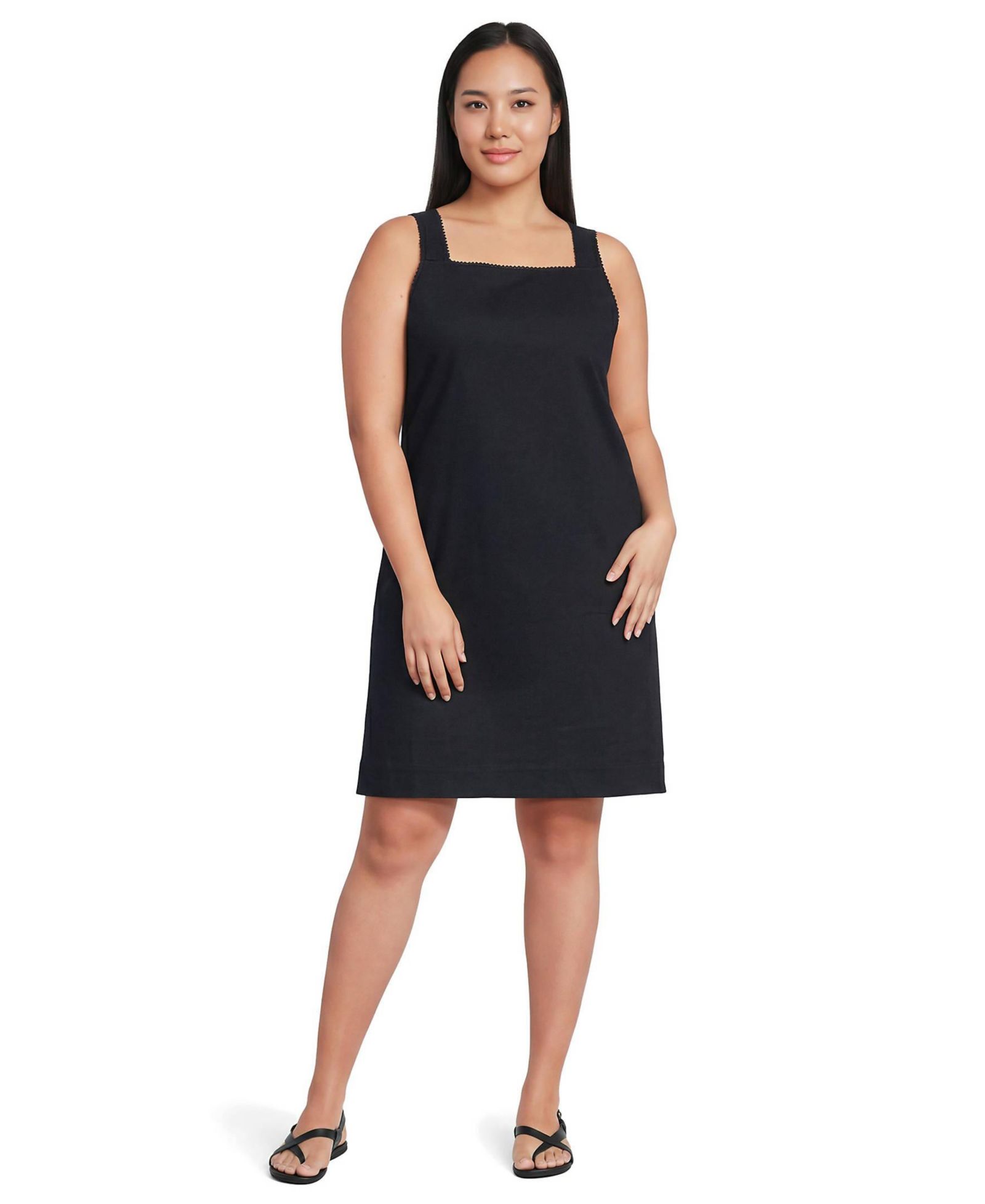 Lands' End Plus Size Linen Shift Above the Knee Dress