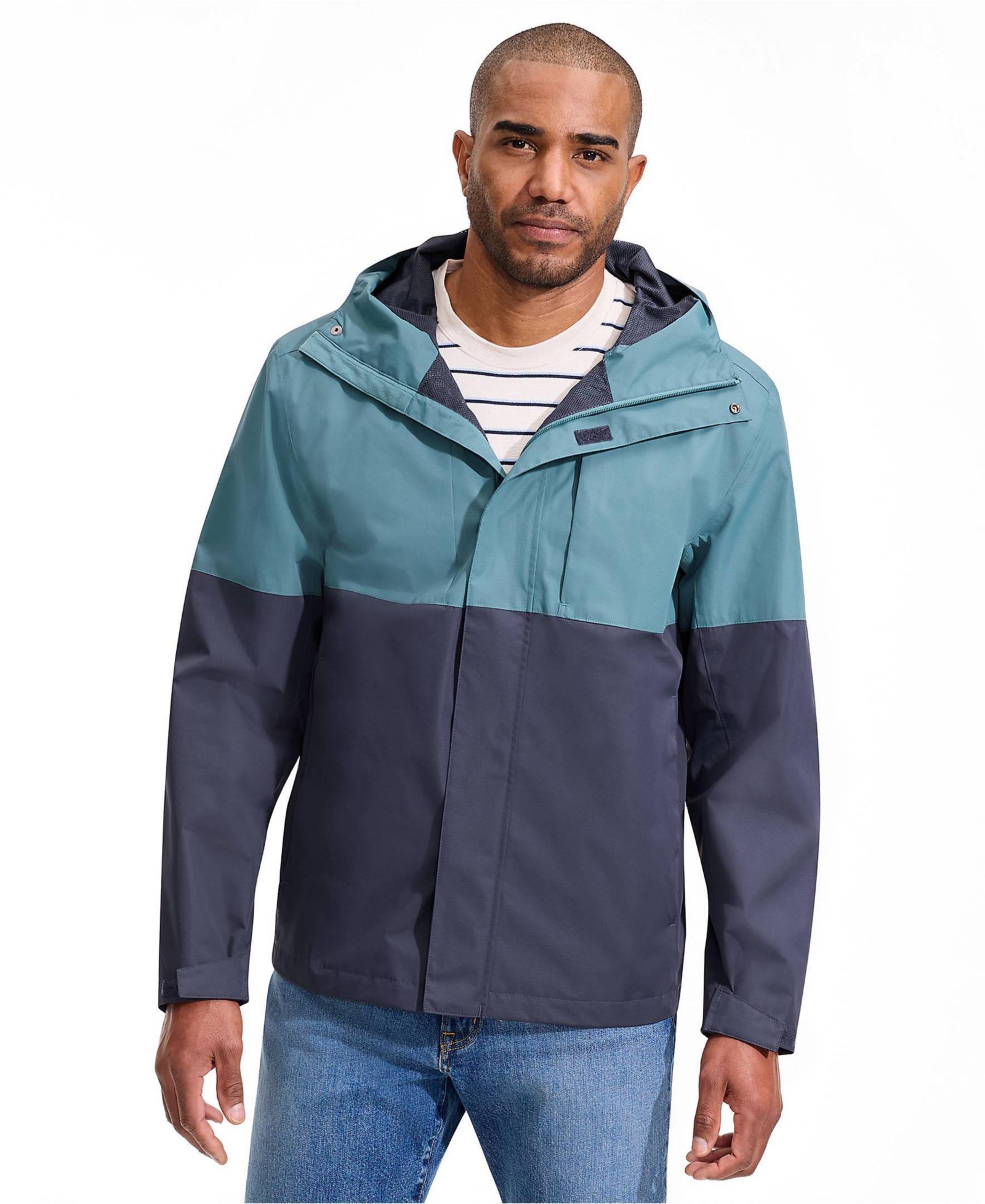 Lands' End Men's Waterproof Colorblock Raincoat