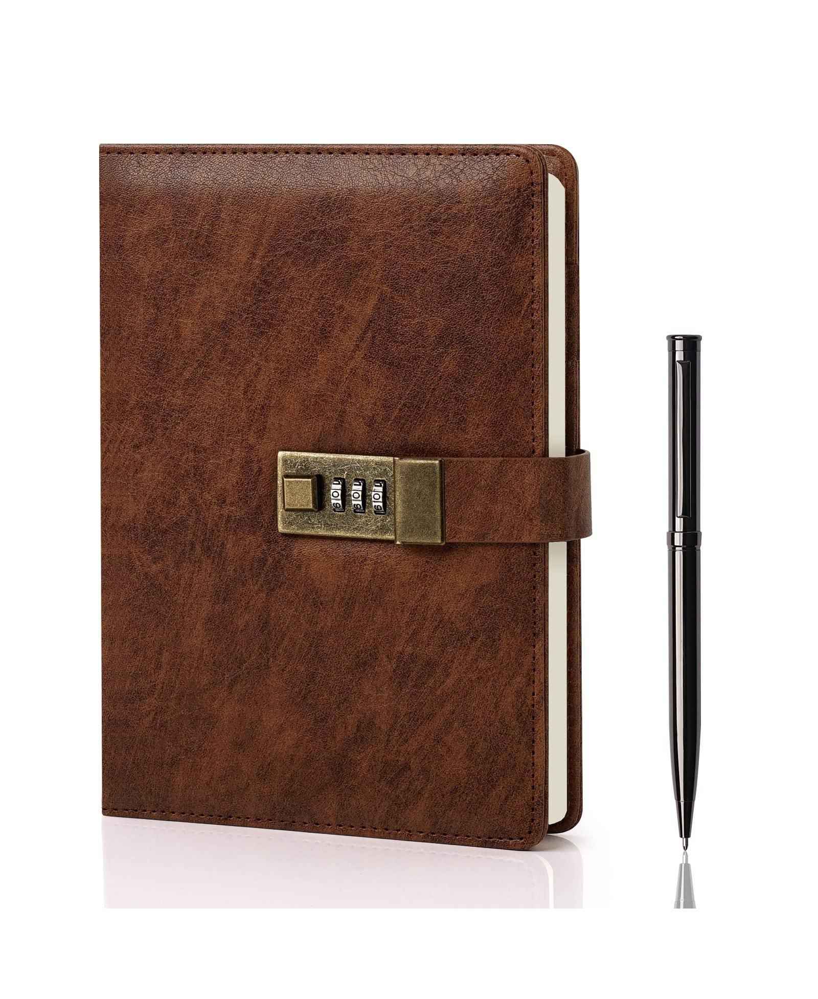 Блокнот GNUADZ Diary Lock A5 PU Leather Journal Vintage Password Notebook Pen Organizer
