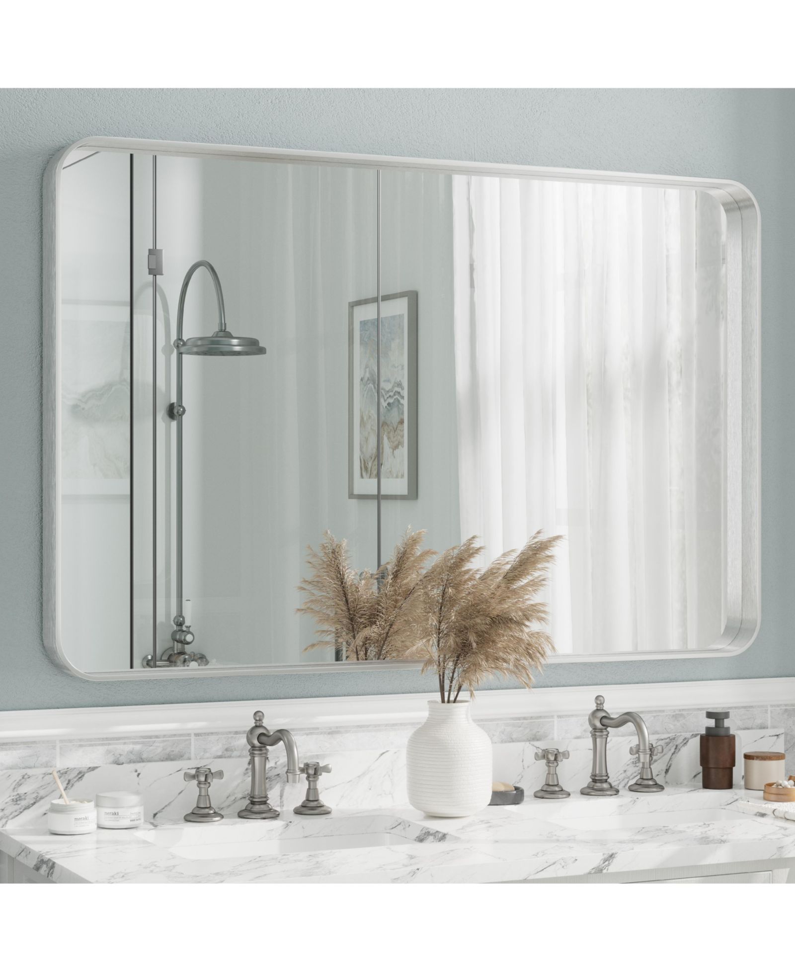 Зеркало для ванной комнаты Apmir 55" x 36" из закаленного стекла и алюминиевого сплава