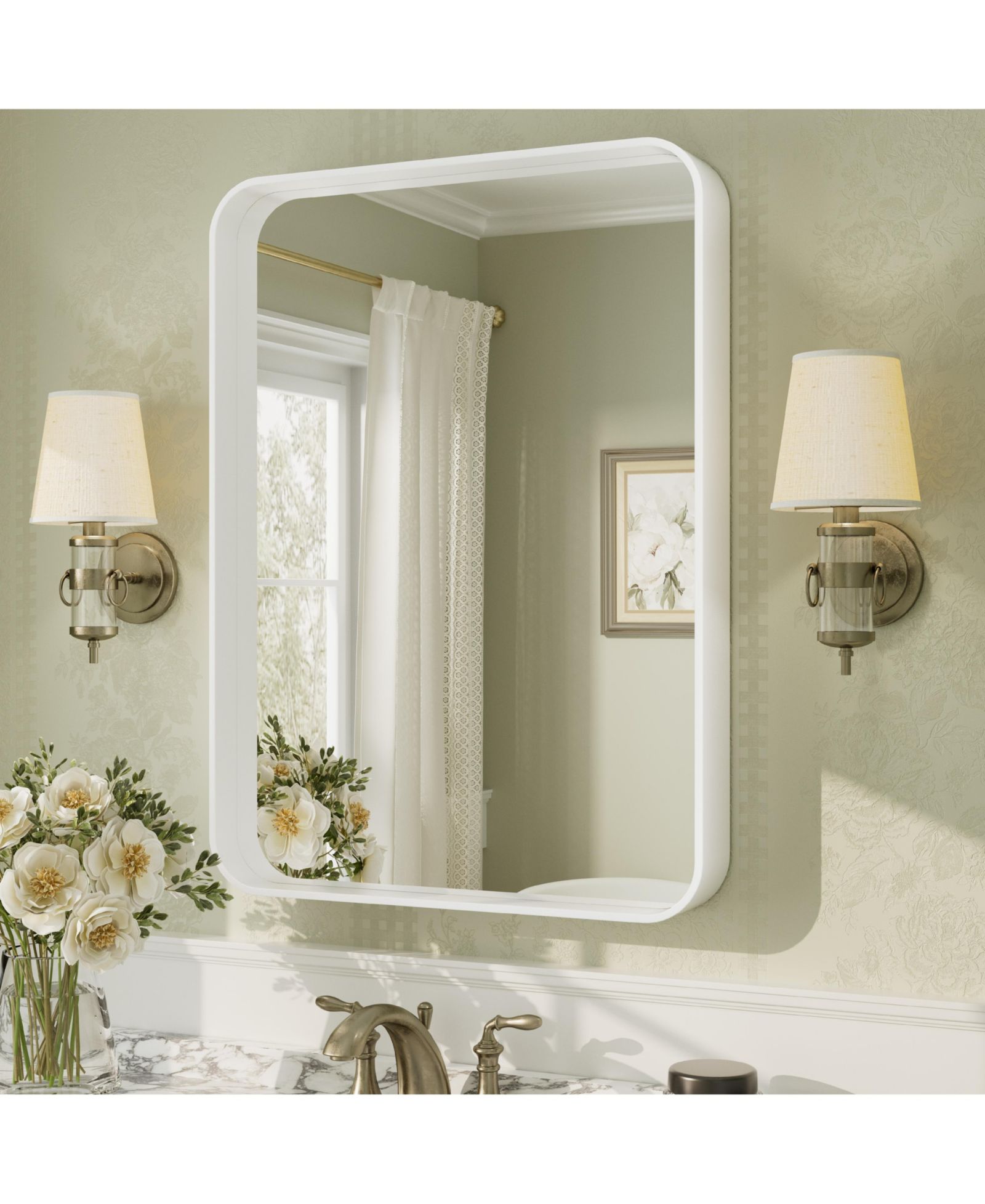 Зеркало для ванной Apmir 22" x 30" High-Strength Tempered Glass and Aluminum Alloy Framed Wall Decor Bathroom Vanity Mirror