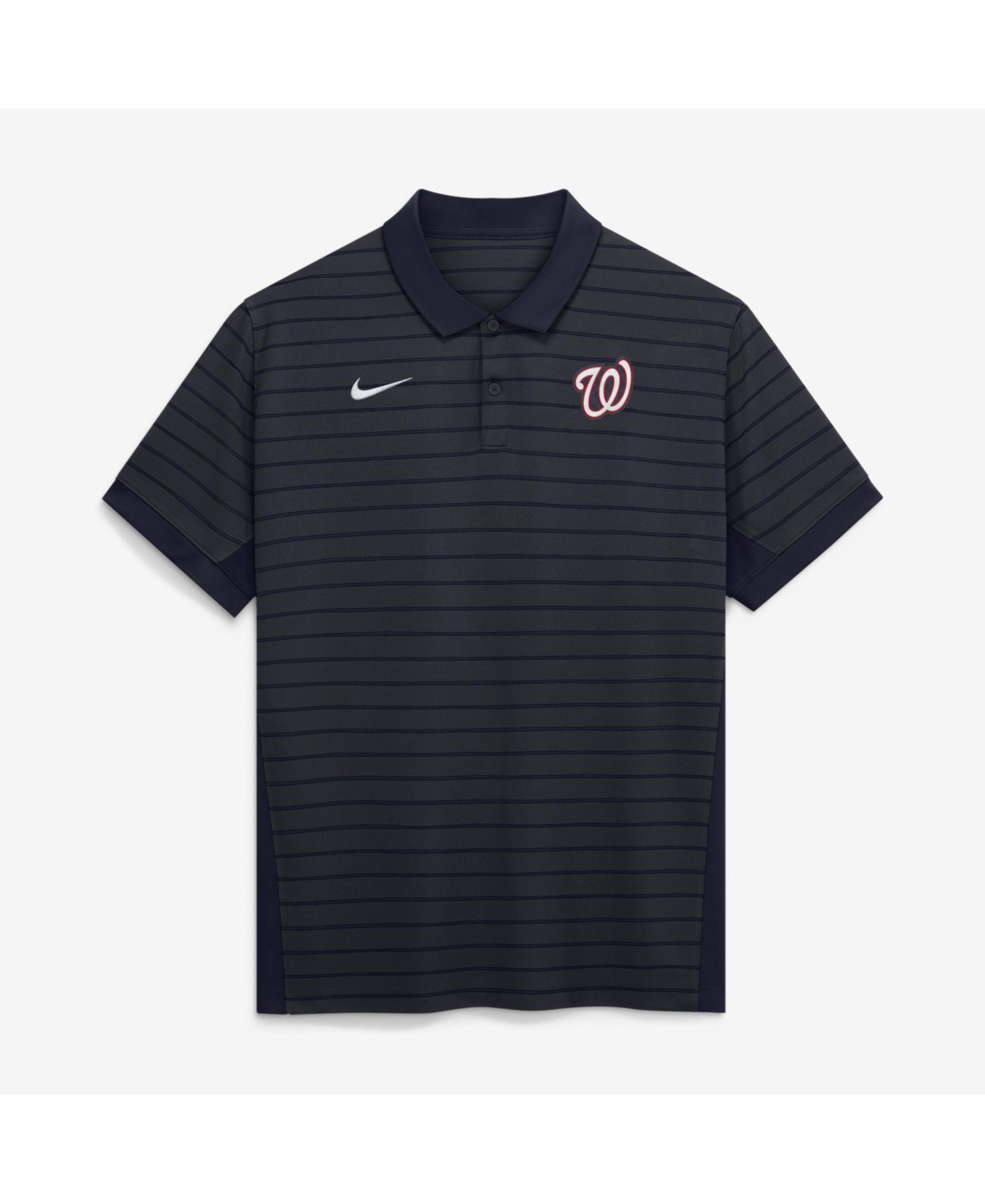 Nike Men's Navy Washington Nationals Authentic Collection Striped Victory Dri-FIT Polo Shirt