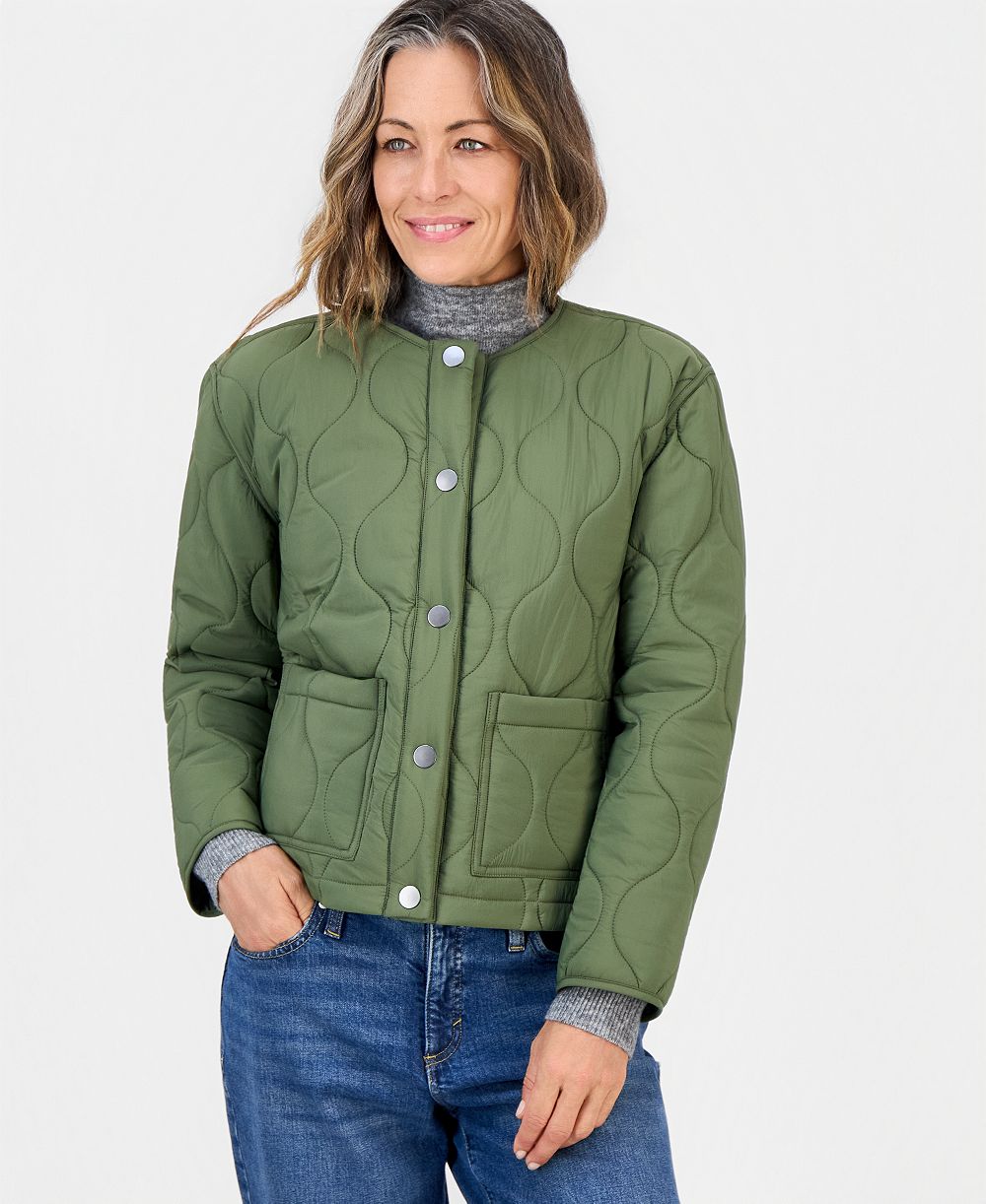 Style & Co Petite Drawcord Bomber Quilted Jacket, Macy's Exclusive