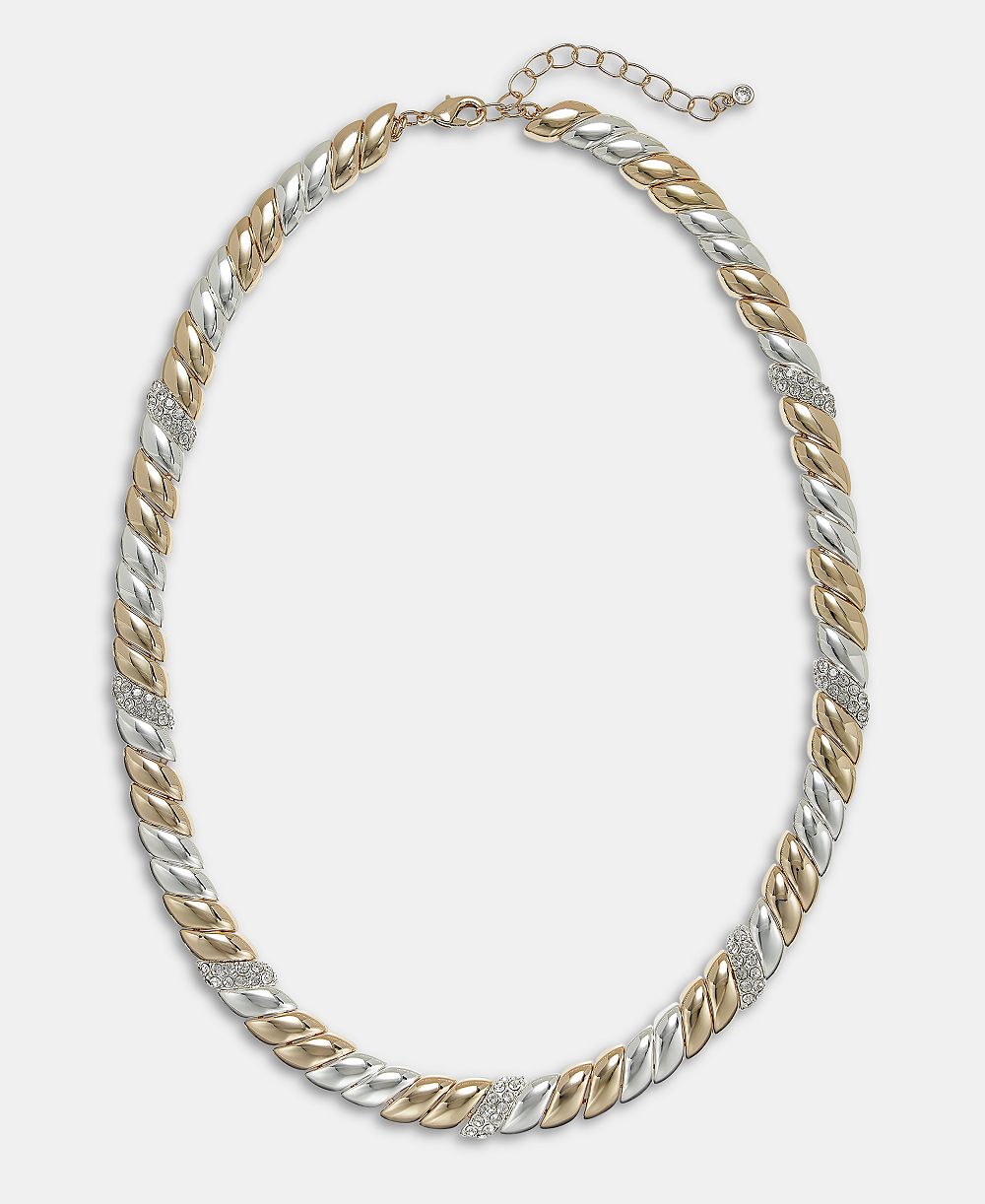 On 34th Crystal Stone Two-Tone Necklace, 16" + 2" extender, Macy's Exclusive