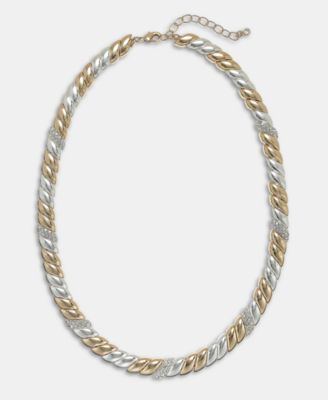 On 34th Crystal Stone Two-Tone Necklace, 16" + 2" extender, Macy's Exclusive