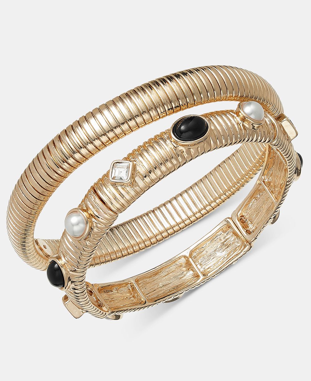 I.N.C. International Concepts Beaded and Solid Bangles, Set of Two, Macy's Exclusive