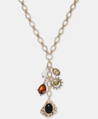 I.N.C. International Concepts Sculptural Cushioned Stone Charm Lariat Necklace, 20-1/2" + 3" extender, Macy's Exclusive