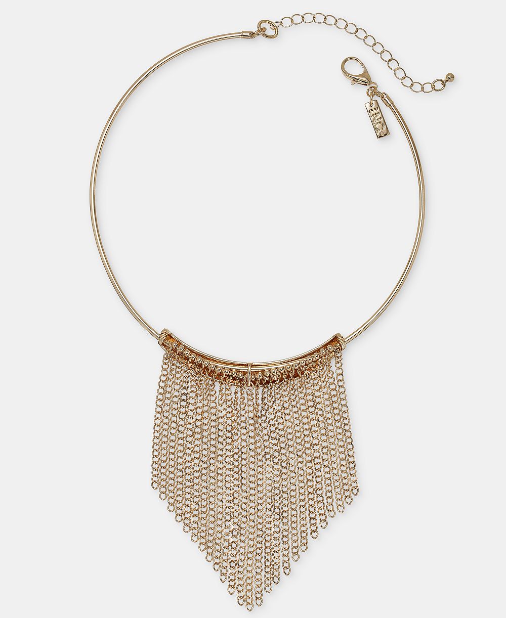 I.N.C. International Concepts Luxe Collar Fringe Structured Statement Necklace, Macy's Exclusive